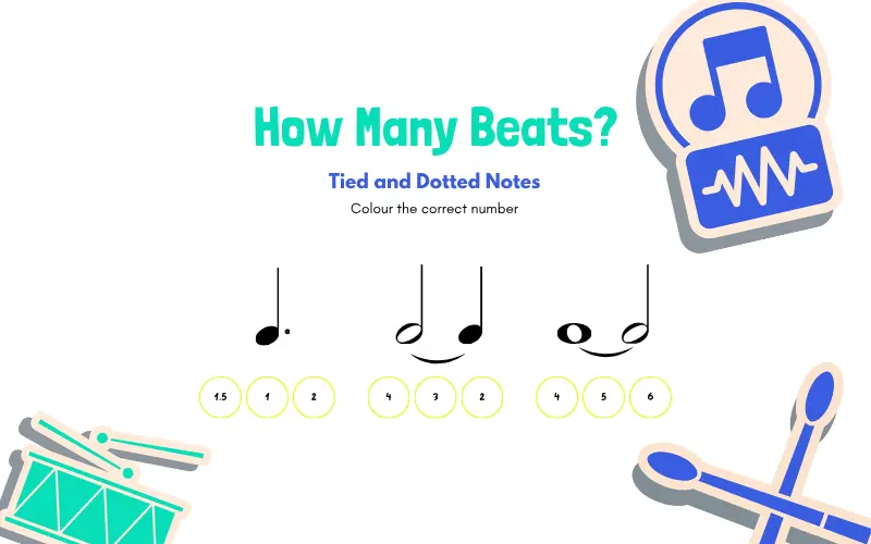 How Many Beats Tied And Dotted Notes Worksheet preview