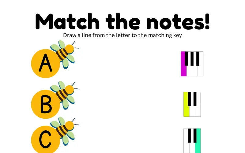 Piano Note Matching Worksheet preview