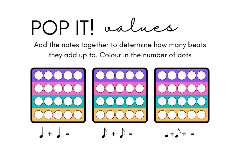 Pop It Values Worksheet preview