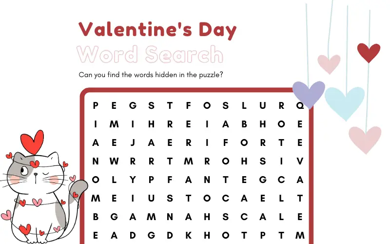 Valentines Day Word Search preview