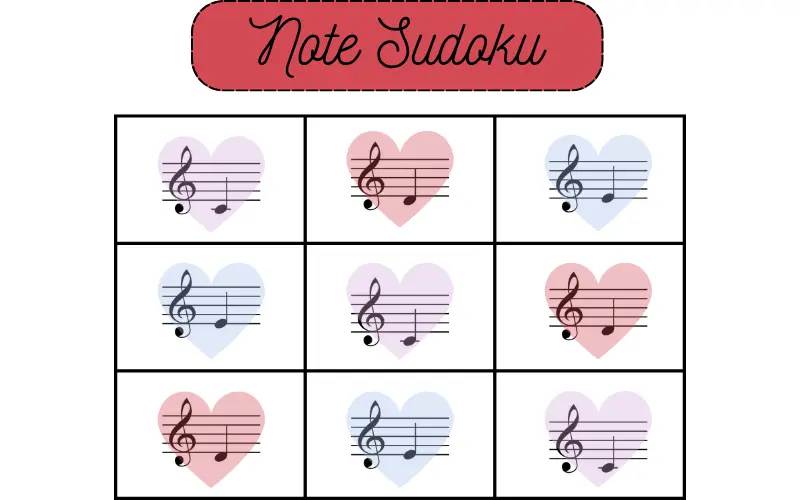 Valentine's Music Note Sudoku preview
